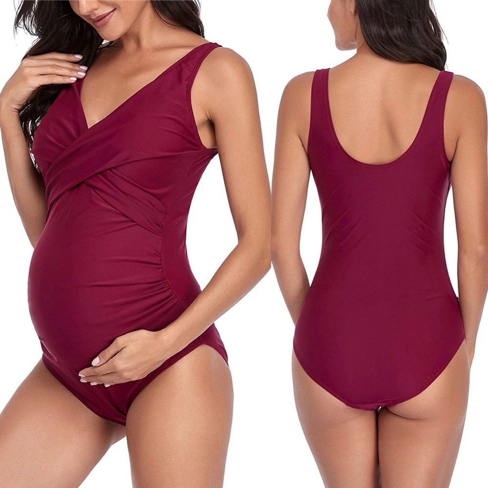 SUMMERSUNSHINE Maternity One Piece Swimwear Front Cross Pregnancy Swimsuit 2XL